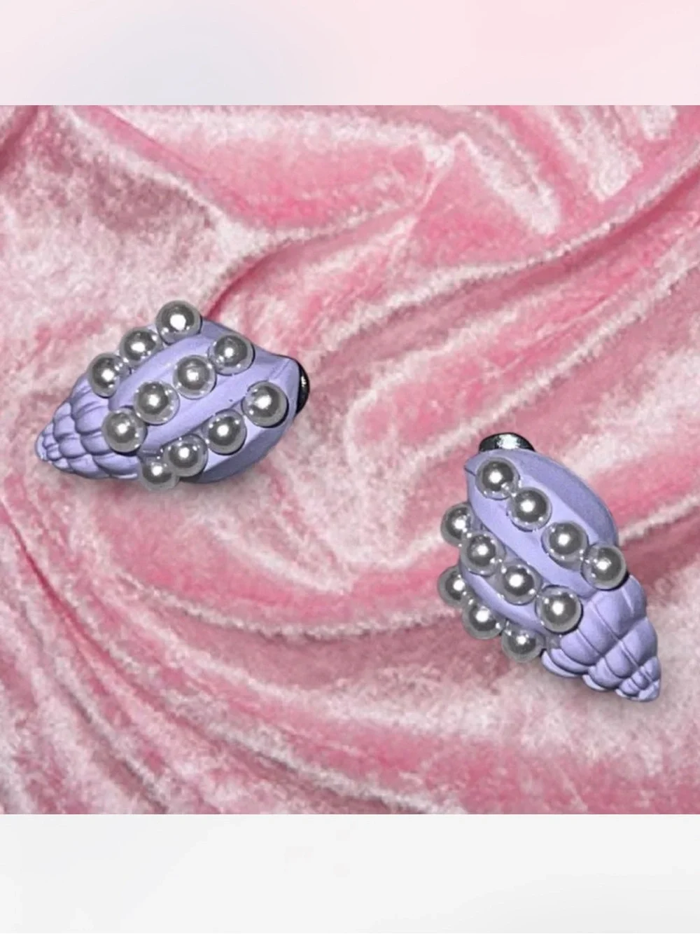 Purple Shell Earrings with Silver Accents